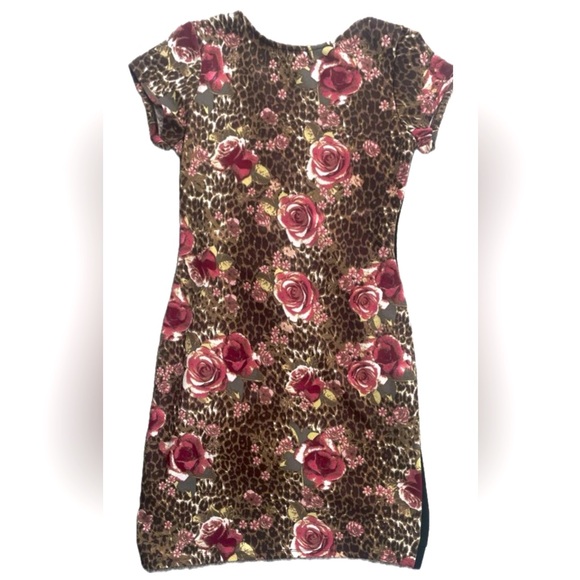 ALMOST FAMOUS Leopard/Floral print Asymmetrical faux wrap dress size XL NWOT - Picture 3 of 8